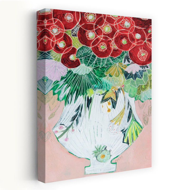 Art contemporain contemporain, coquelicot moderne, H 36 po x l 24 po