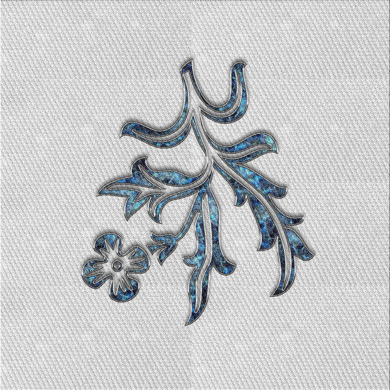 Tapis gris/noir/bleu à motifs, Carré 6 pi