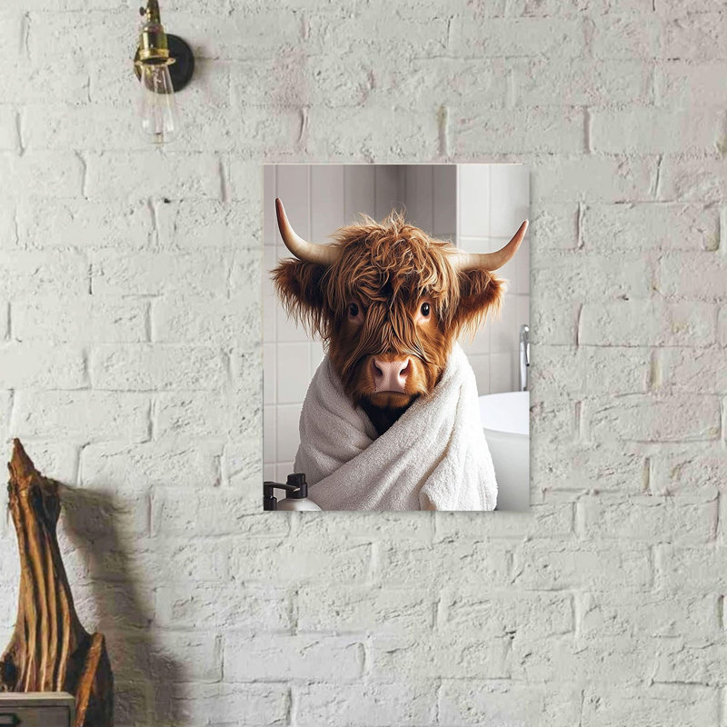 Drôle de vache montagnarde non encadrée, art mural 12 po x 16 po