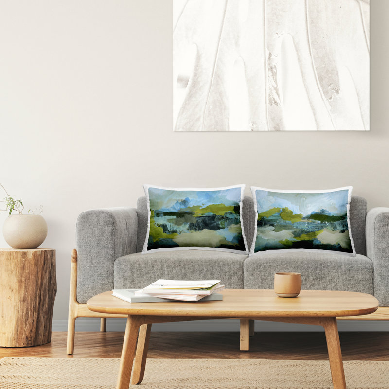 Coussin Stupell Industries Abstraction avec détails verts par Victoria Barnes (ensemble de 2)