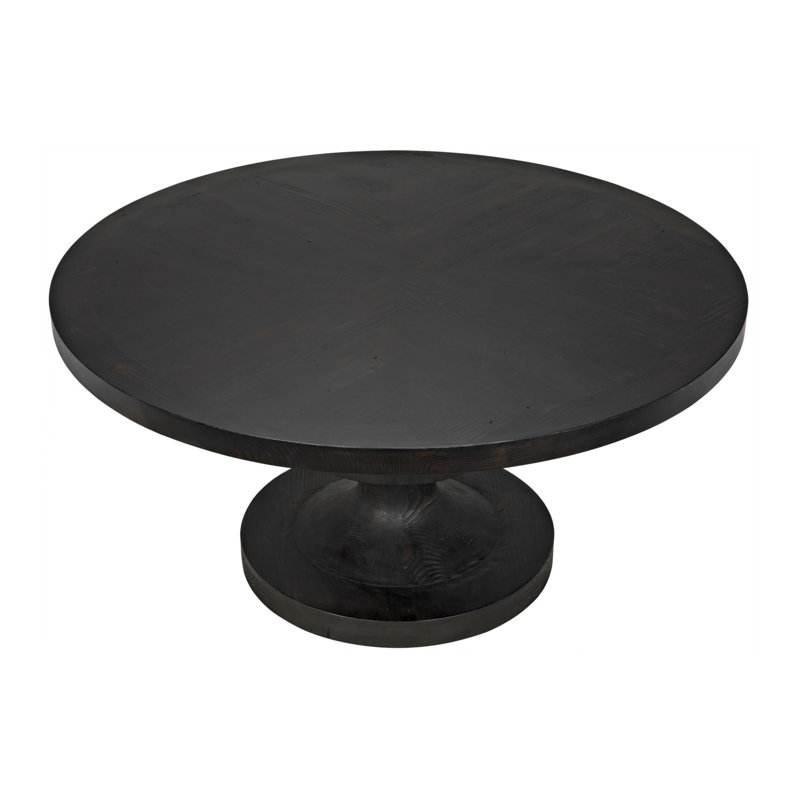 Erica Round Solid Wood Dining Table, Black Wax