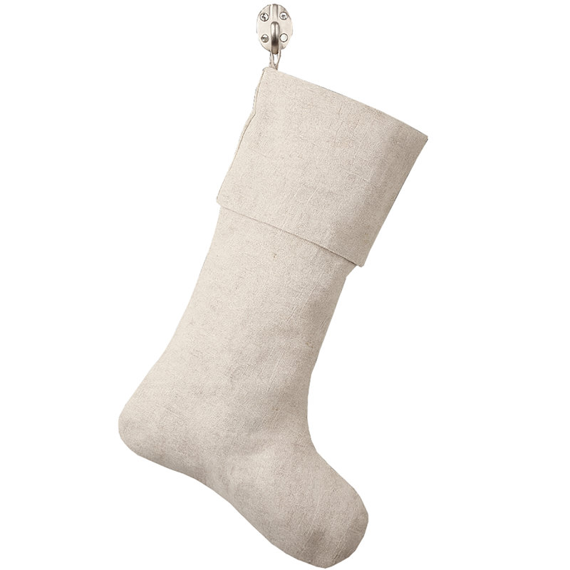 Chaussette de Noël rustique en lin naturel 7 pi x L 15 po Rustic Holiday Décor