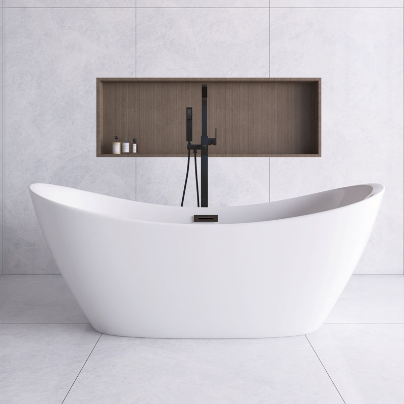 67'' x 30'' Freestanding Soaking Acrylic Bathtub