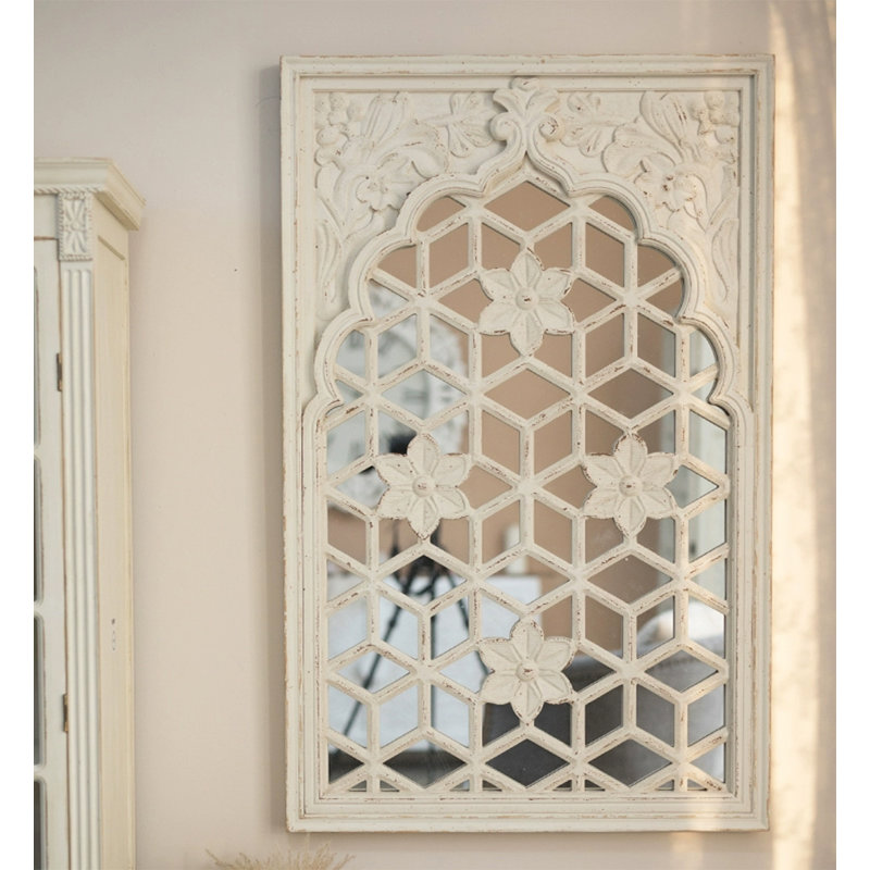 Vintage French Carved Decorative Wall Mirror, 47.24" H x 29.8" W x 1.73" D