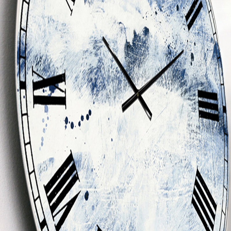 Blue Wipe Out - Cottage Round Metal Clock, Small