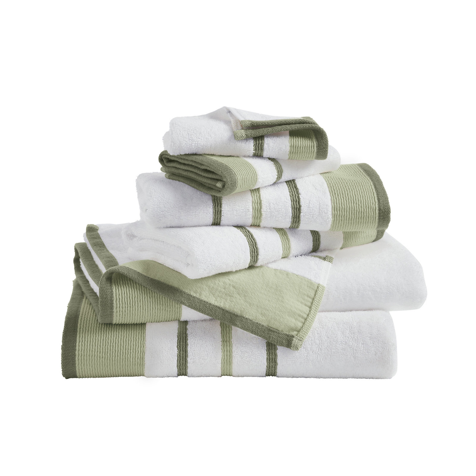 Deanthony Luxury Cotton Decorative, Desert Sage Green/Moss Green, 6 Piece Towel Set