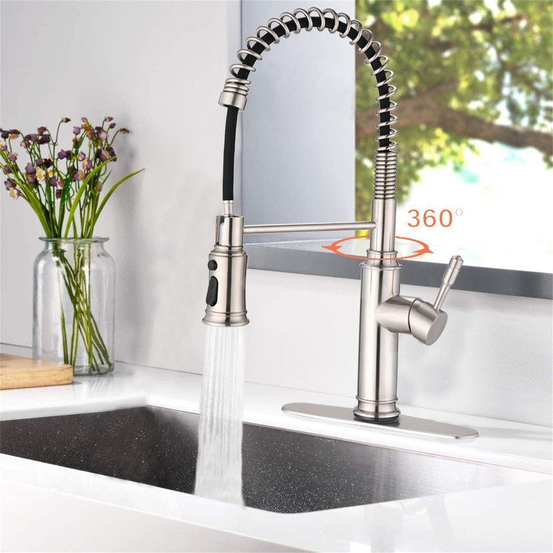Robinet de cuisine tactile avec douchette extractible, Nickel brossé