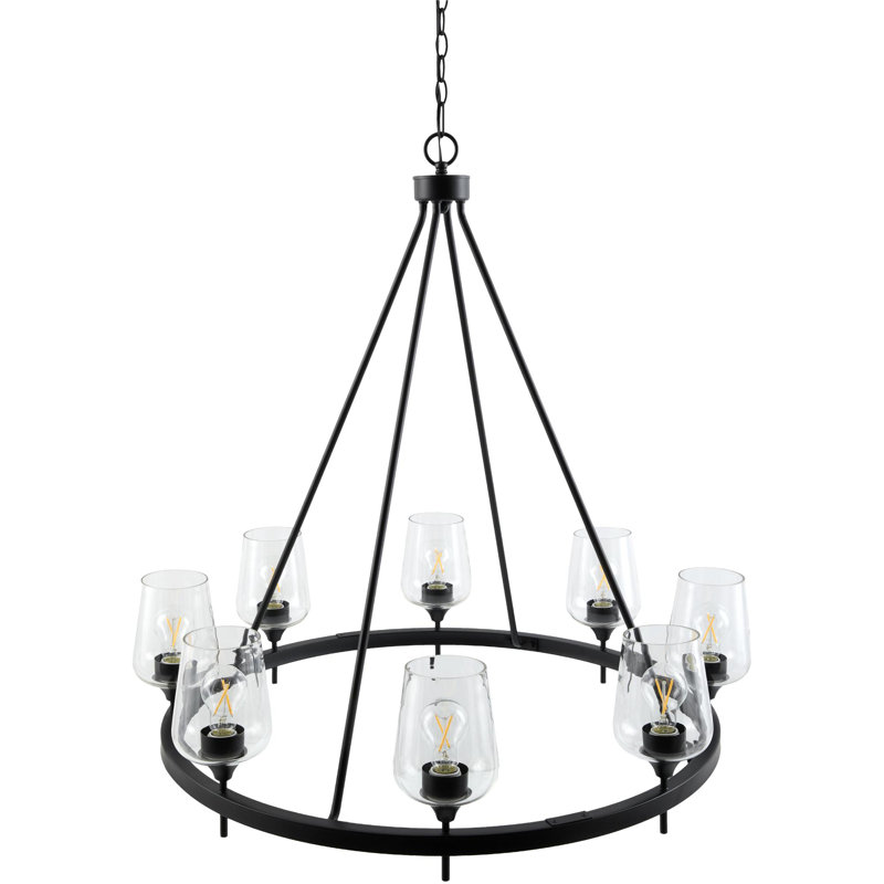 Yueva Chandelier, Clear, Matte Black