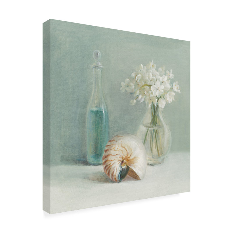 Art sur toile, bol Danhui Nai, fleur blanche, H 18 po x l 18 po
