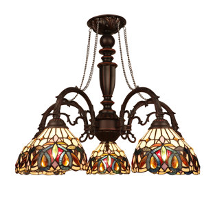 Victorian 5 - Light Glass Dimmable Classic / Traditional Chandelier