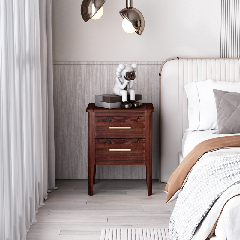 Almarosa 45cm W Particle Board / Chipboard Bedside Table, Brown