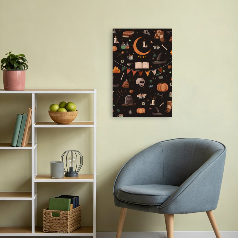 Enchanted Halloween Motif abstrait contemporain papillon paysage naturel, impression d'art mural, H 24 po x l 16 po
