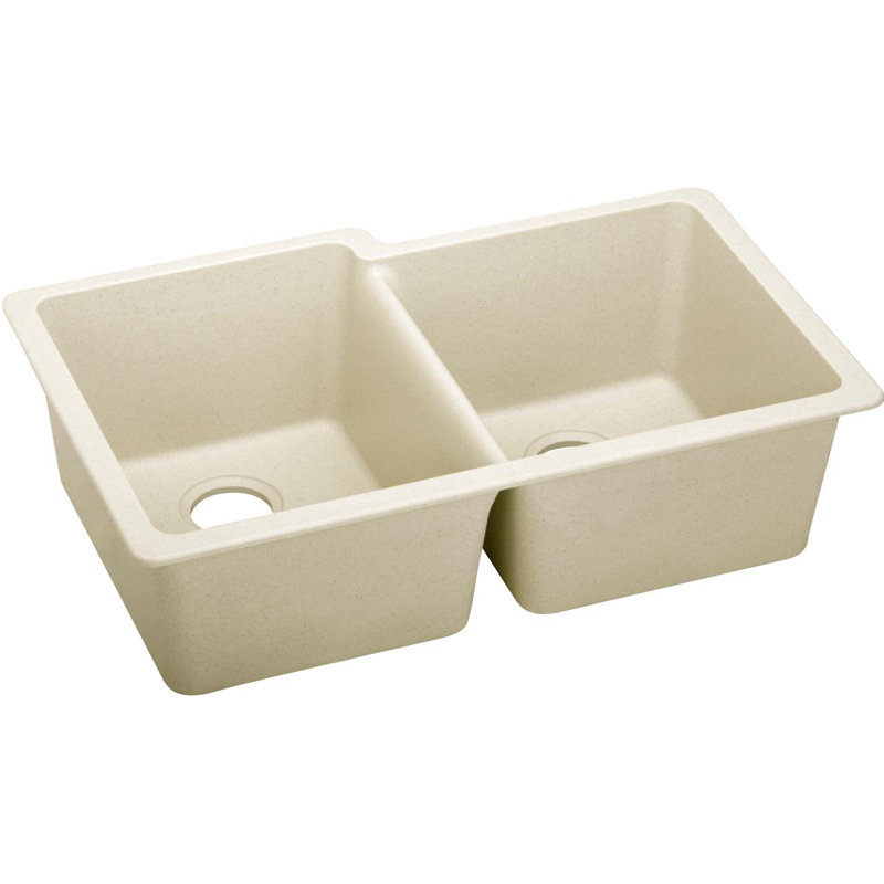 Évier de cuisine à double cuve encastrable l 33 po x l 21 po Quartz Luxe, Parchemin