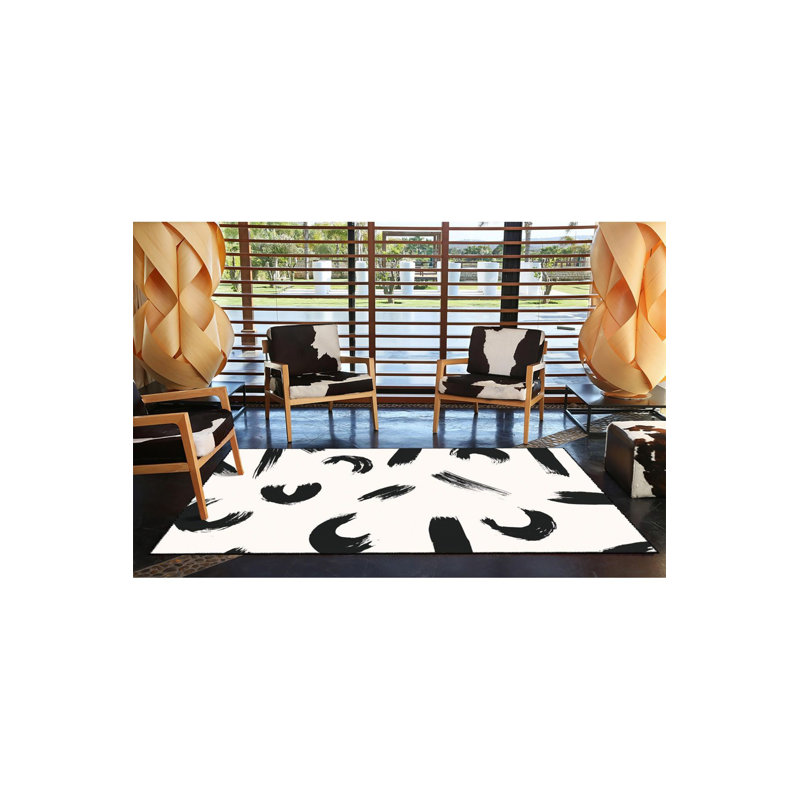 Tapis noir lavable à motif tacheté, Sous-tapis carré 3 pi 3 po inclus
