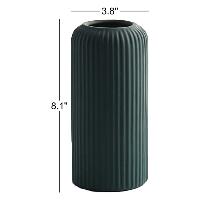 Munich Handmade Ceramic Table Vase, 8.1" H x 3.8" W x 3.8" D, Green