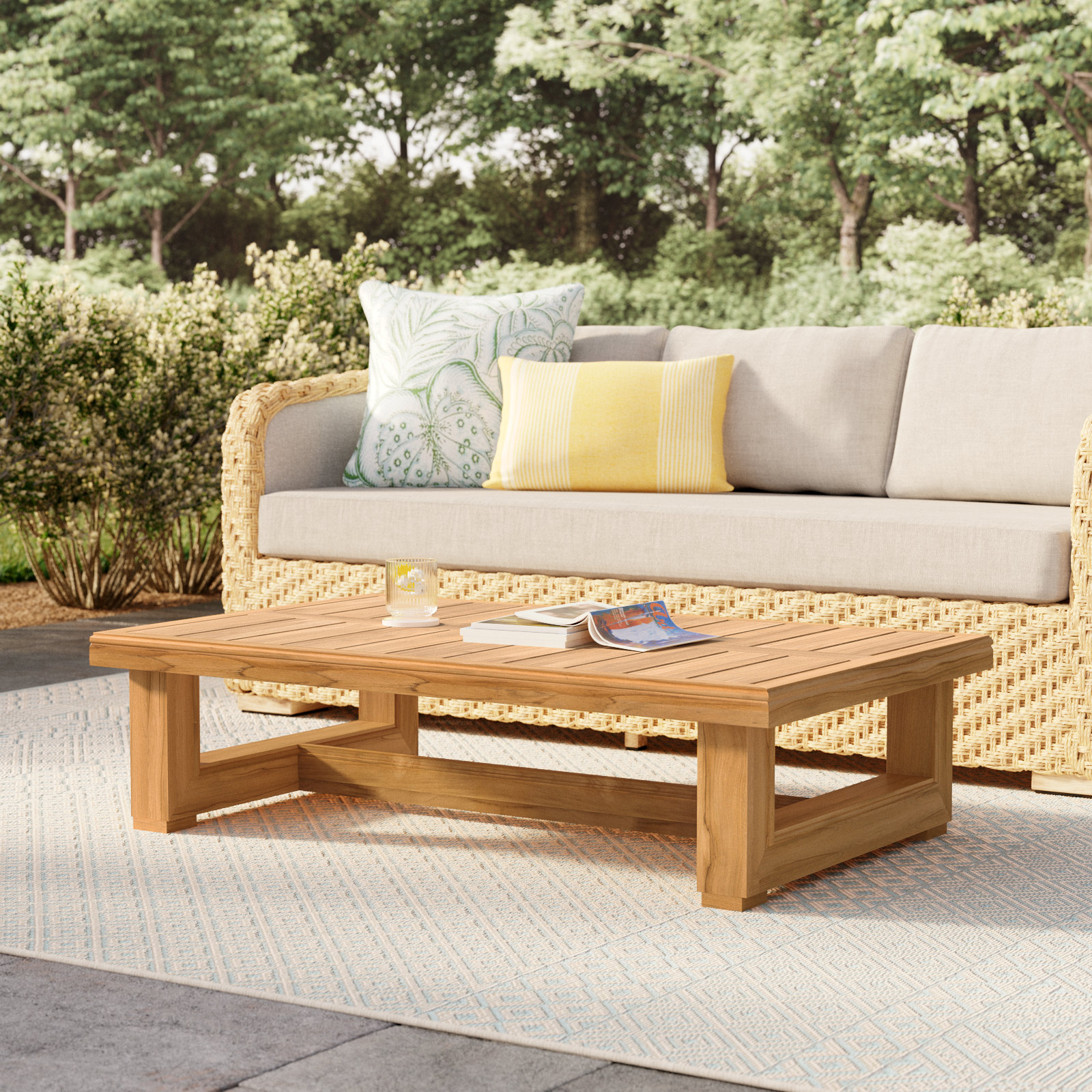 Melrose Solid Wood Rectangular Outdoor Coffee Table 
