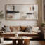 Toile encadrée extra large, composition abstraite neutre noire et beige, art mural-1451736860-1451736862