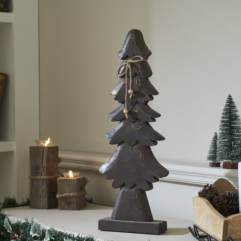 Tidings Timber Dark Wooden Tree, 21" H x 8" W x 2" D