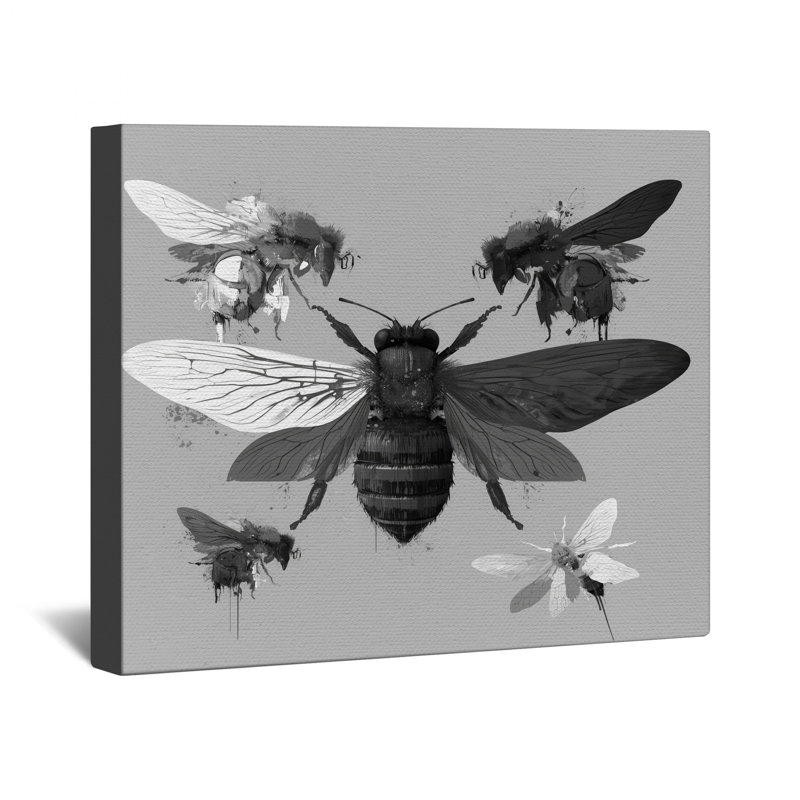 Illustration détaillée d'abeille sur toile tendue en plusieurs tailles, 24 po x 36 po