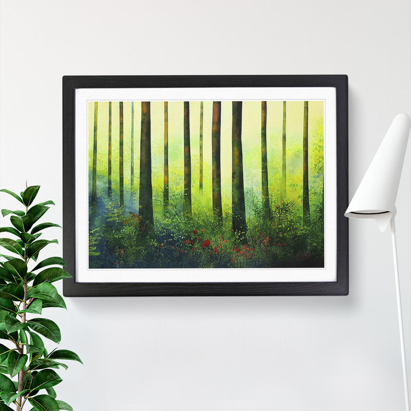 Summer Forest Watercolour Vol.3 - Single Picture Frame Painting, 34cm H x 46cm W x 2cm D, Black