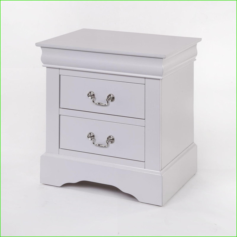 Louis Philippe III White 2-Drawer Modern Nightstand, White