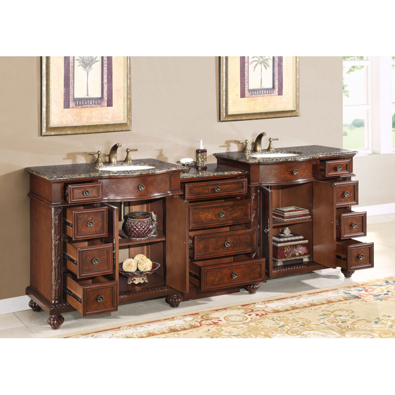 Meuble-lavabo double 90 po Akishia, Brun baltique