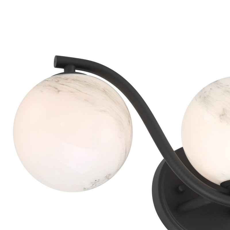 Éclairage pour meuble-lavabo Triple Globe Wave, Black