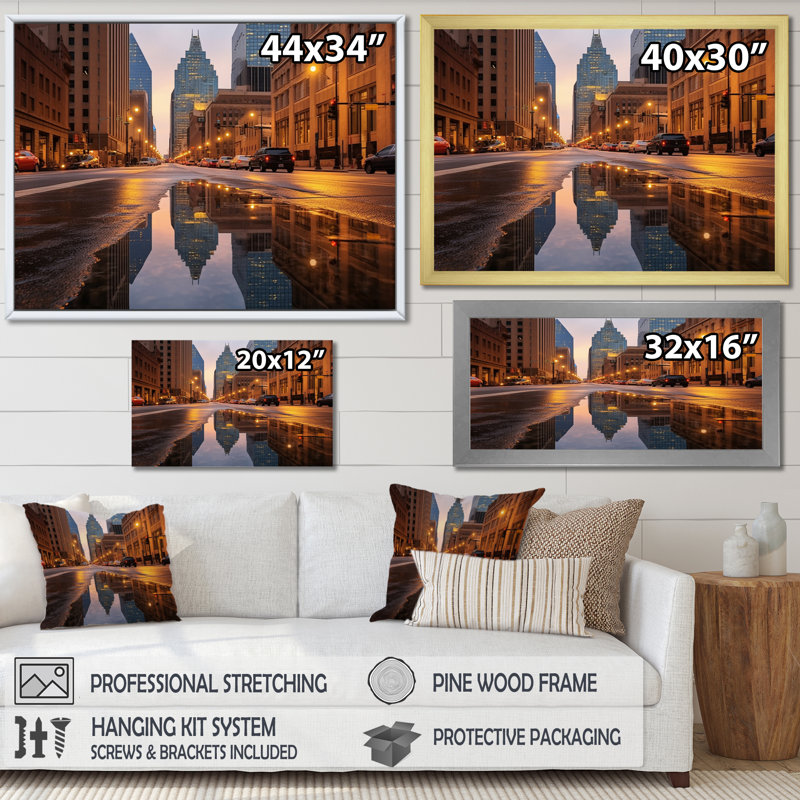 Dallas Perspectives II, reproduction d'art sur toile, H 16 po x l 32 po x P 1 po, Cadre naturel flottant