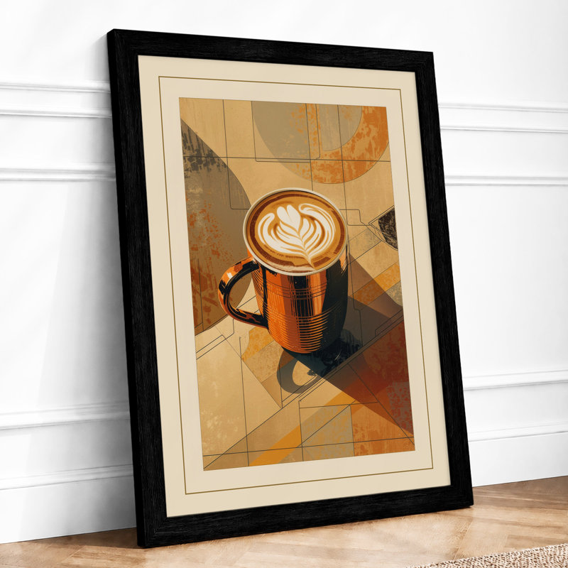 Coffee in Geometry Modern - Framed Print, A2 - 59.4 x 42.0 cm, Black