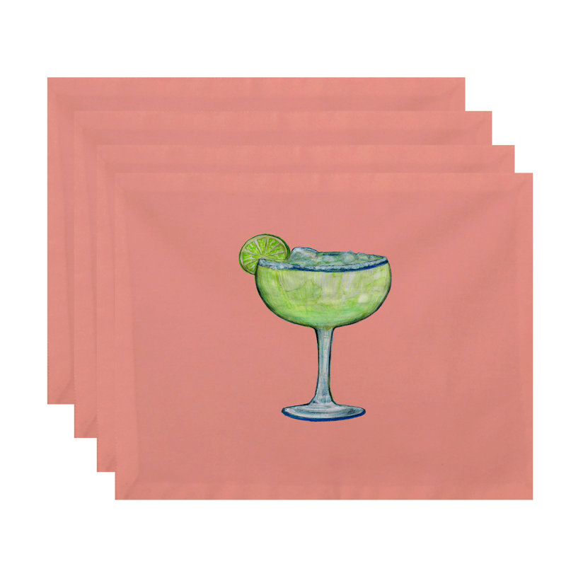 Josefien Polyester Food & Drink Rectangle Placemat, Coral