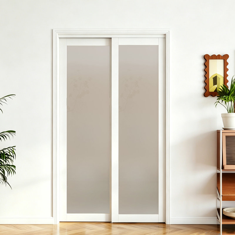 Portes de placard coulissantes en bois givré 1-Lite, 48 po x 80 po