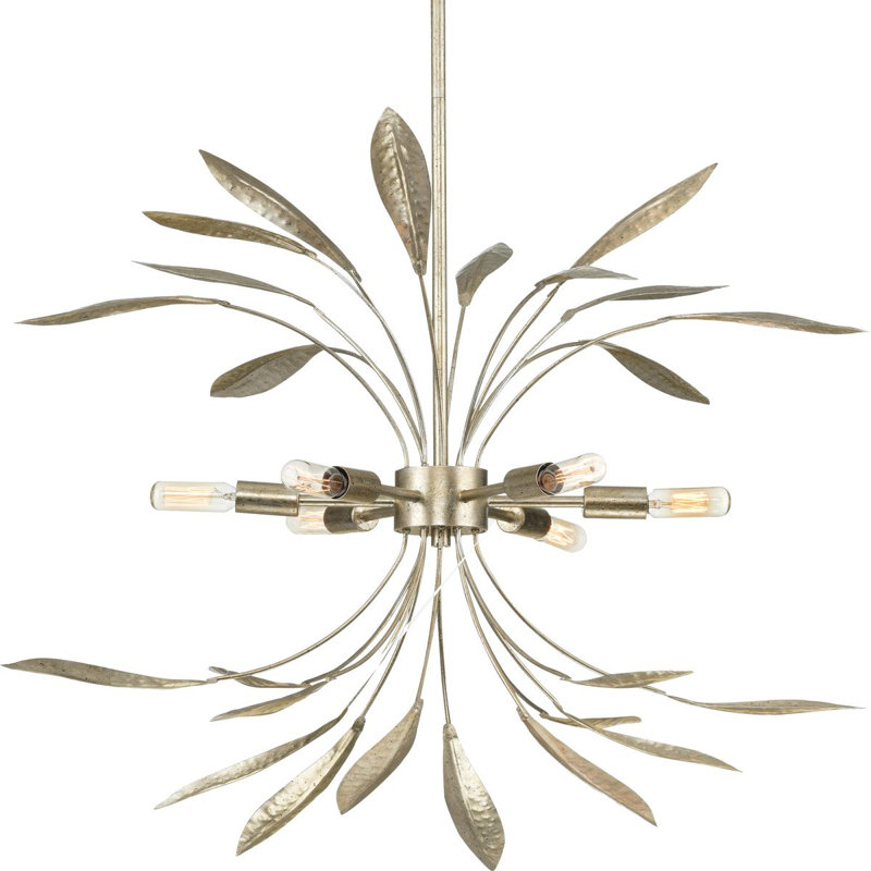 Luminaire suspendu unique à 6 lumières Stpierre, Argent doré
