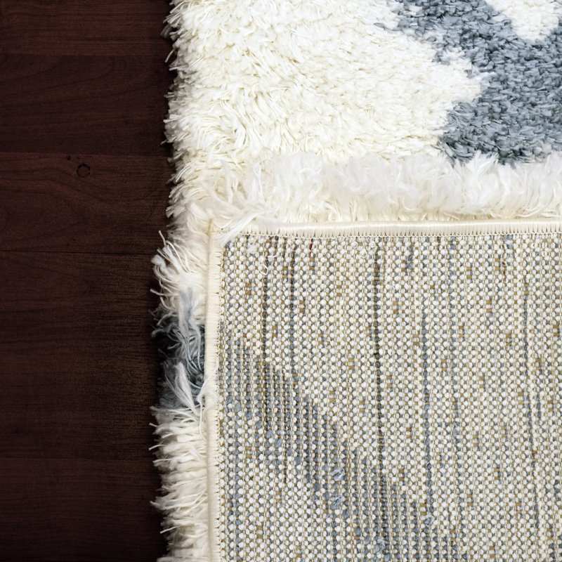 Tapis ivoire / bleu Carrasquillo, Rectangle 7 pi 10 po x 10 pi 10 po