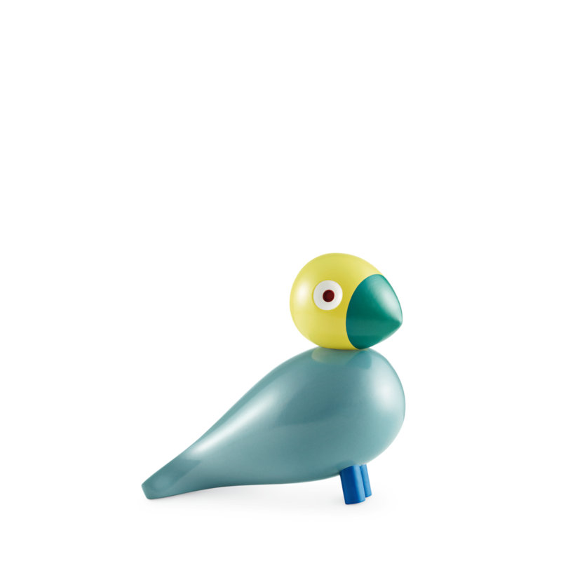 Songbird Ernst Figurine, Turquoise/Yellow, 1, 6.1" H x 6.3" W x 3.1" D