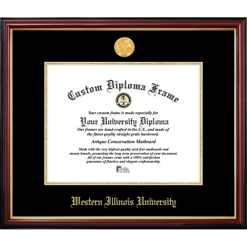 Cadre de petit diplôme de l'Université Western Illinois, L 11 po x H 8,5 po, NCAA Western Illinois University