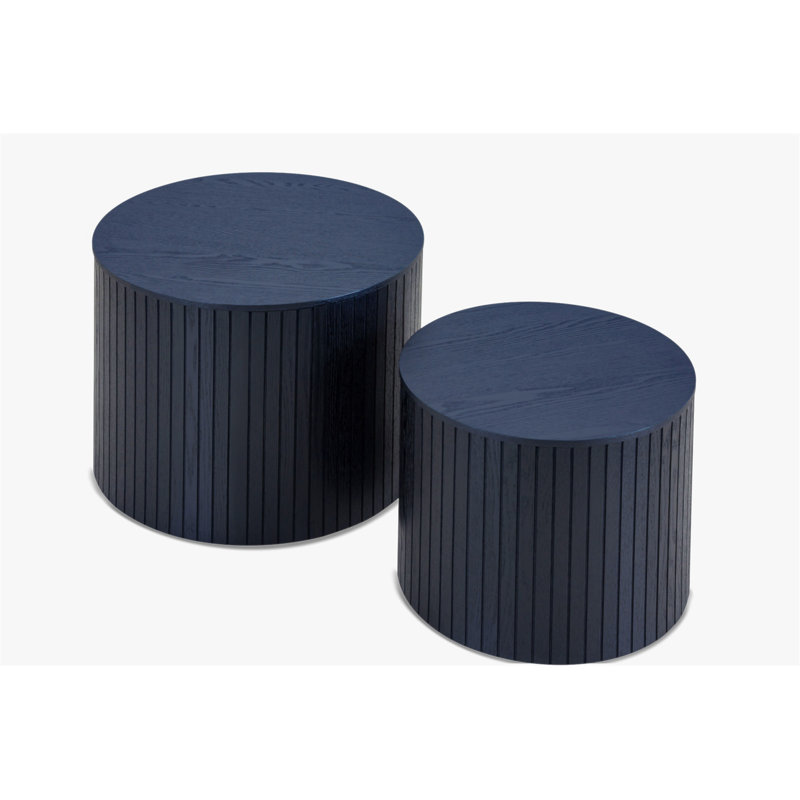 Ensemble de tables gigognes en panneau de fibres à densité moyenne, ensemble de 2 pièces, Noir