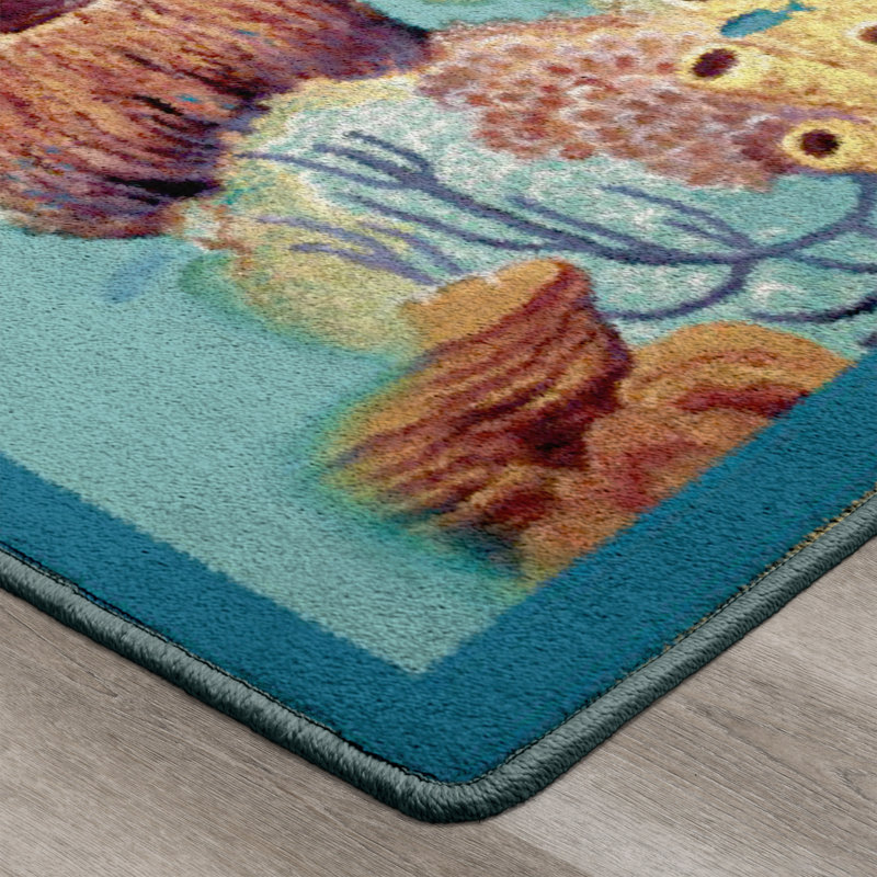 Guy Harvey Sponge Garden Area Rug, Rectangle 7'8" x 10'9"