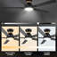 Ventilateur de plafond intelligent noir avec lumière Gaphoor-1006501975