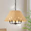 Lustre tambour 5 lumières en rotin naturel tissé à la main