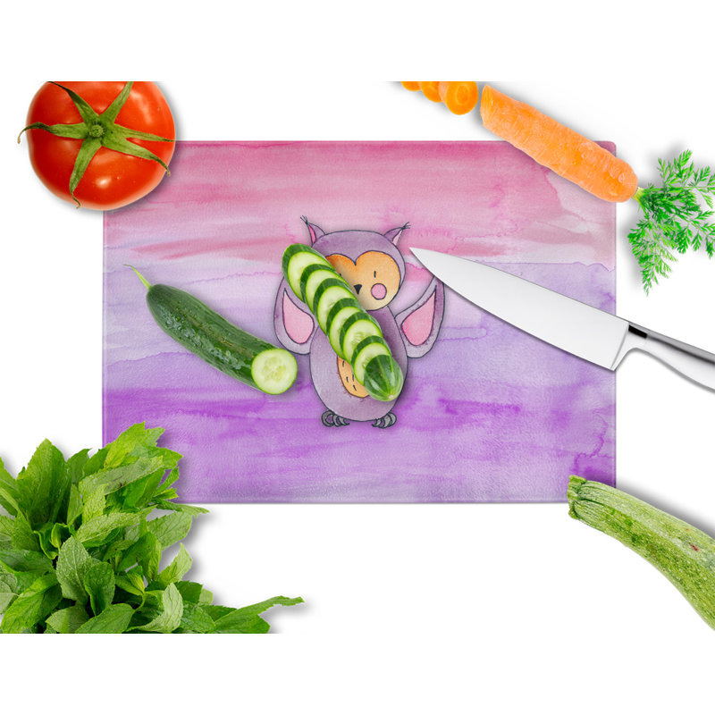 Caroline's Treasures Tempered Glass Owl Watercolor Cutting Board