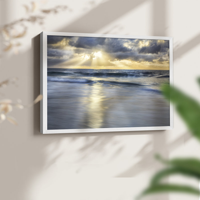 Cloudscape Shore -Framed Print - Restickable, 22" H x 28" W, White