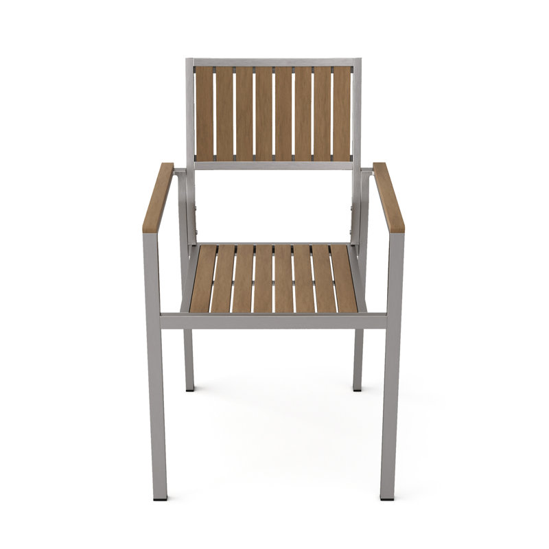 De 2 chaises de salle à manger élégantes - aluminium, faux bois, patio 2 en bois durable avec structure en aluminium