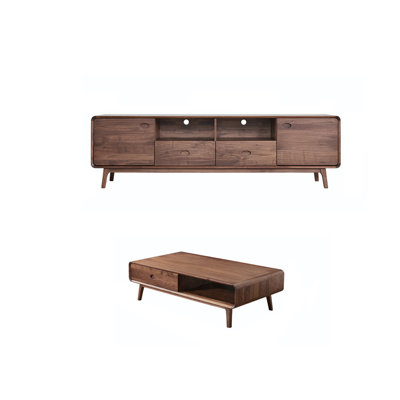 Black walnut TV stand and coffee table combination