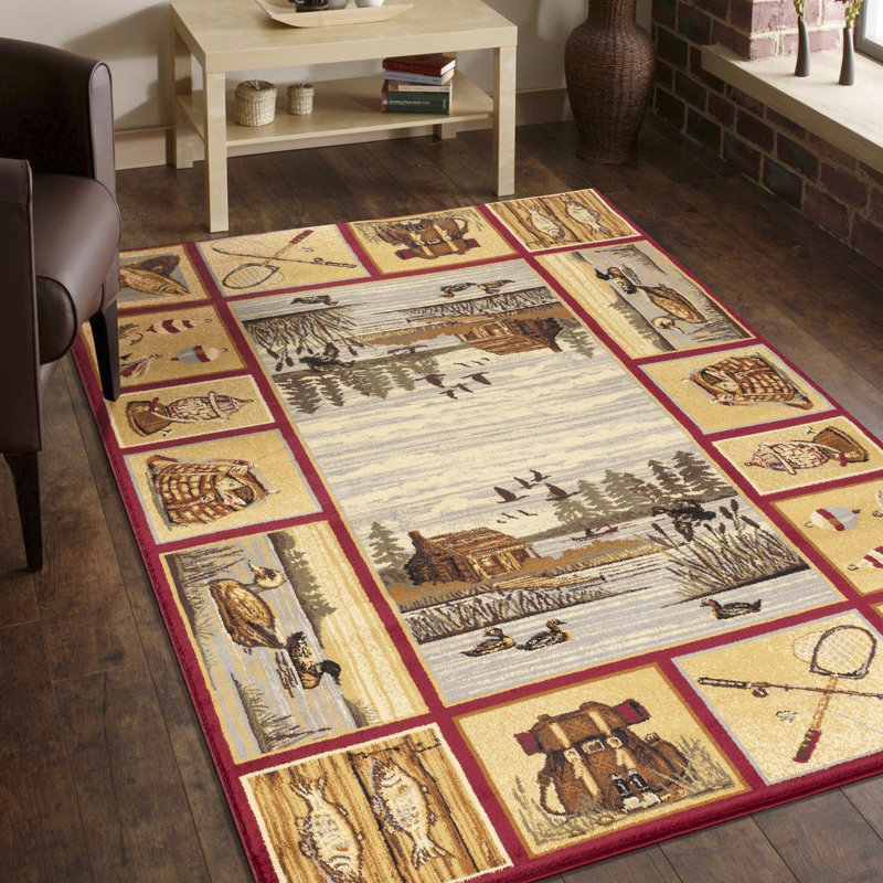 2 Ft. X 3 Red Polypropylene Rug, And Stain- For Daily Use Area Rug Ft., Ideal Lodge-Style Decorating, Rectangle 1'11" x 3'