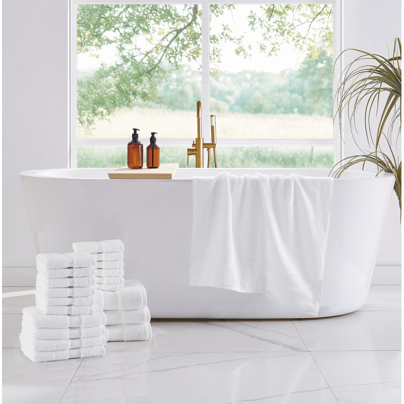  Complete 20 Piece Cotton Towel Set, White