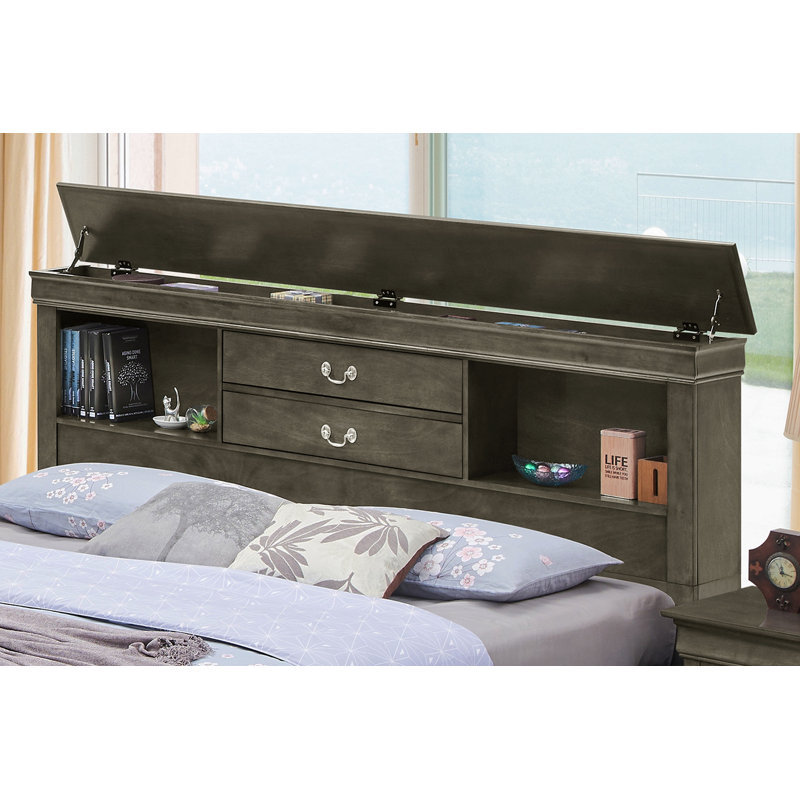 Elegant Gray Full Storage Bed