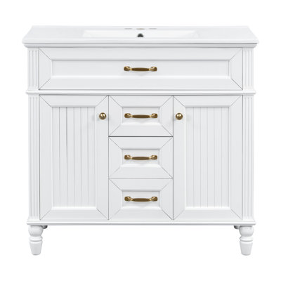 Reedlyn 36-Inch Modern Bathroom Vanity with Integrated Sink and Soft-Close Doors Crafted from MDF and Solid Wood