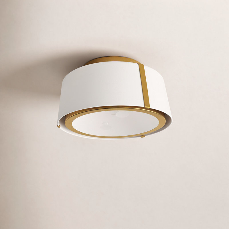 Marietta 2 - Light 12" Flush Mount, Antique Gold, Gold/White