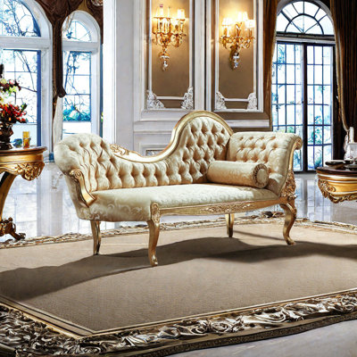 European-style Solid Wood Indoor Chaise Lounges Upholstered Chaise Lounge
