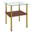 Table d'appoint moderne en verre 2 pièces, plateau de table en verre trempé, tablette de rangement en MDF et pieds en métal, table d'appoint minimaliste pour salon et chambre à coucher-131262534